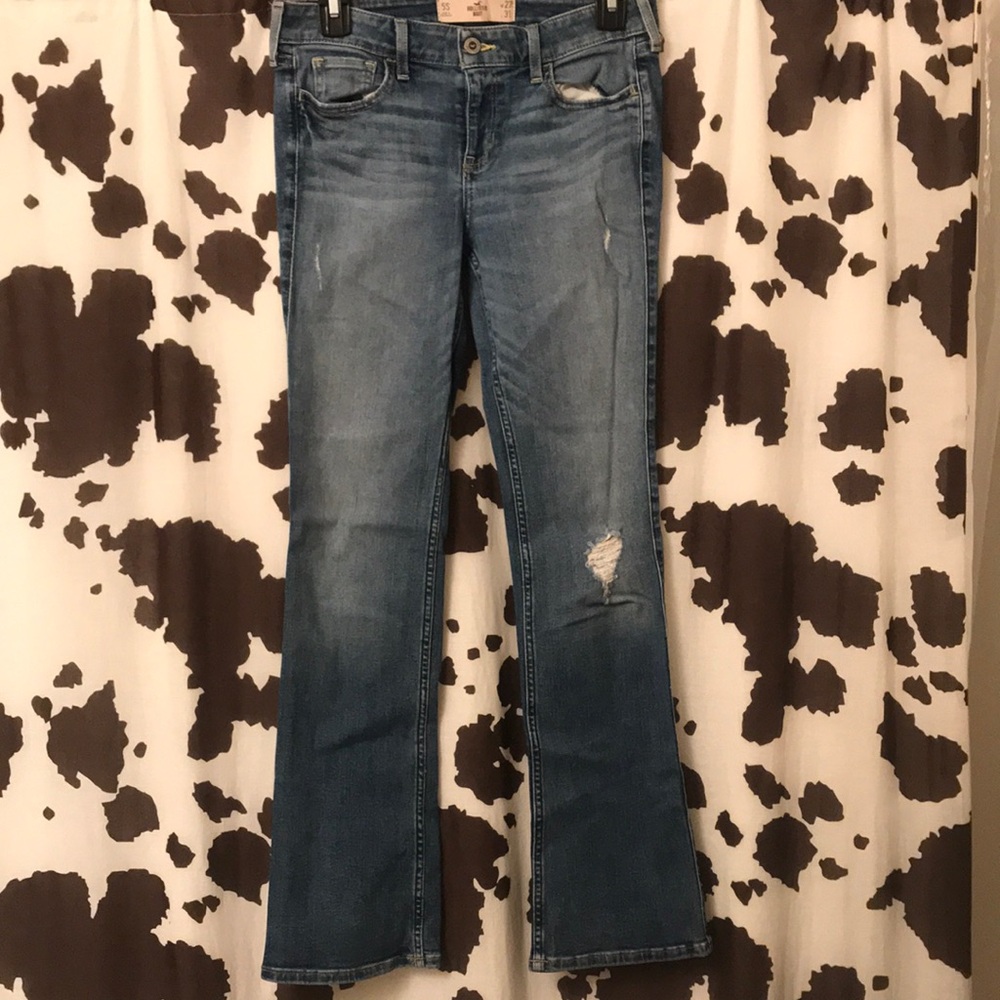 Women's Blue Distressed Bootcut Jeans